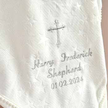 Personalised Ivory Blanket For Christening, 2 of 8