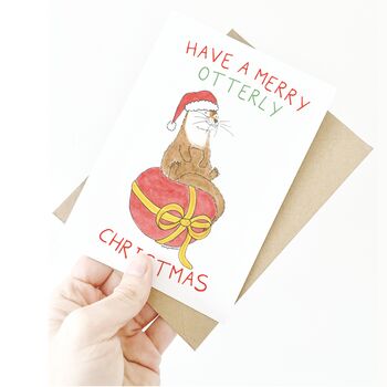 'A Merry Otterly Christmas' Otter Christmas Card, 4 of 5