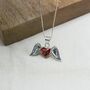 Sterling Silver Angel Wing And Real Flower Heart Necklace, thumbnail 4 of 6