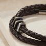 Men’s Silver And Leather Geometric Bracelet, thumbnail 4 of 6