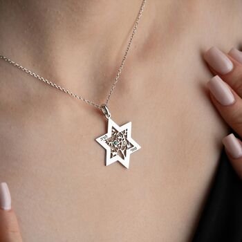 Personalised Star Of David Tree Of Life Birthstone Necklace, 5 of 10