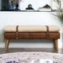 Bouclé Buffalo Hide Leather Bench, thumbnail 1 of 5