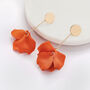 Orange Hand Painted Rose Petal Flower Drop Earrings, thumbnail 3 of 3