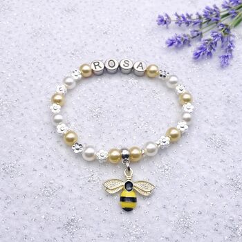 Personalised Bumble Bee Charm Bracelet Gift For Her, 2 of 12