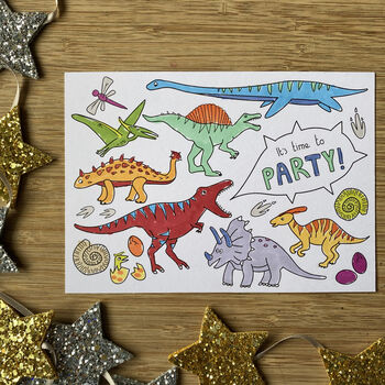 Dinosaur Party Invitations To Colour In, 4 of 5