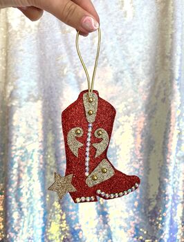 Cowboy Boot Hanging Christmas Decoration, 6 of 8