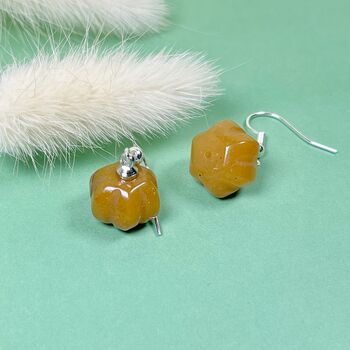 Pumpkin Gemstone Silver Plated Earrings, 2 of 7