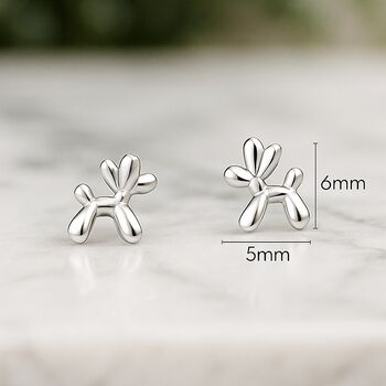 Sterling Silver Balloon Dog Stud Earrings, 7 of 10