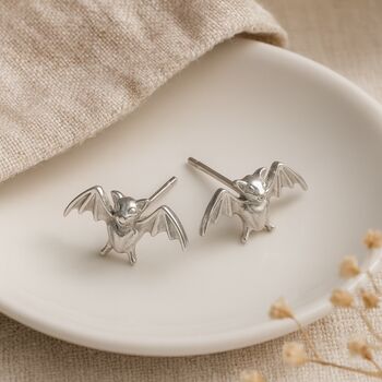 Sterling Silver Bat Stud Earrings – 12mm, 2 of 8