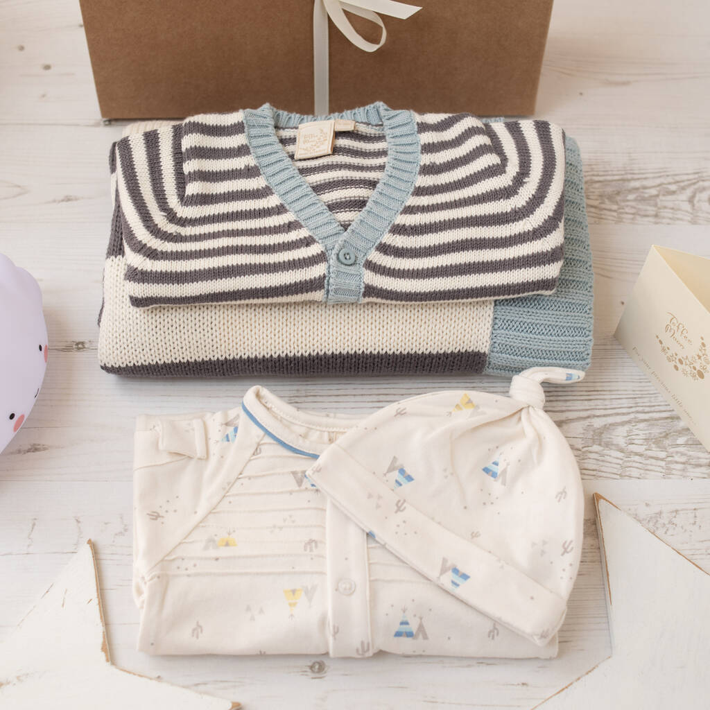 Image of Mono Stripe Luxury Baby Boys Gift Box