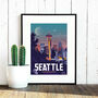 Seattle Travel Poster Art Print, thumbnail 2 of 4