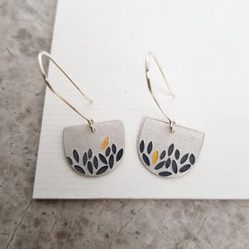 Small Gathered Leaves Earrings, 2 of 4