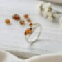 Handmade Sterling Silver And Baltic Amber Double Stone Leaf Ring, thumbnail 1 of 3