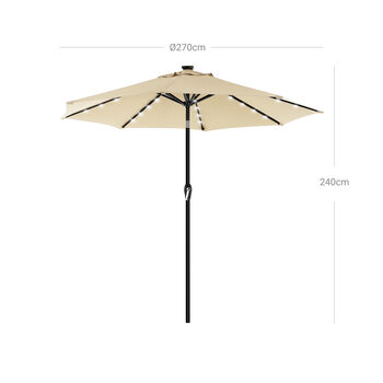 Beige Garden Patio Parasol Sun Umbrella With Lights, 7 of 7