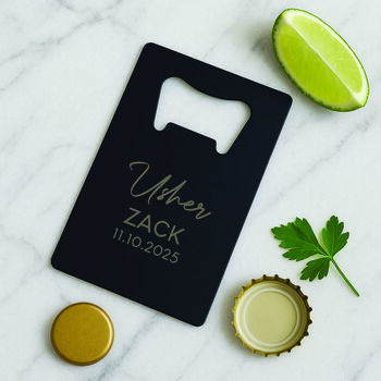 Personalised Matt Black Credit Card Bottle Opener – Mens Wedding Best Man, 7 of 7