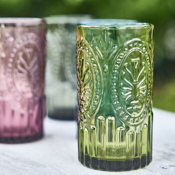 Vivali Colourful Embossed Highball Glass Tumblers, 3 of 4
