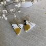 Mustard Yellow Ceramic Earrings Gold Plated, thumbnail 3 of 8