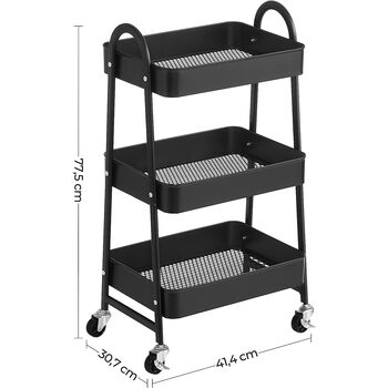 Three Tier Rolling Storage Cart Trolley Utility Cart, 8 of 8
