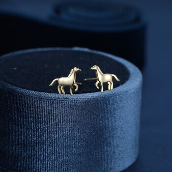 Tiny Galloping Horse Earrings In Sterling Silver, 7 of 10