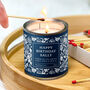 Personalised Happy Birthday Candle In A Navy Floral Print, thumbnail 1 of 2