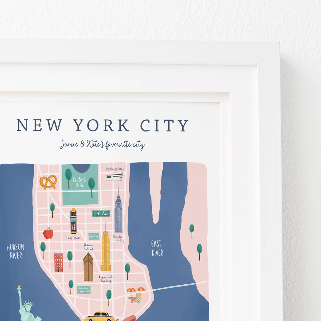 Personalised New York City Map Print By Kimberley Rose Studio