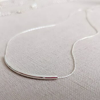 Sterling Silver Curved Bar Necklace, 5 of 8