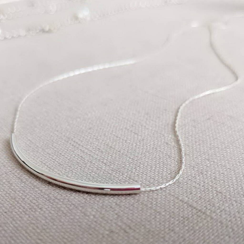 Sterling silver curved bar on sale necklace