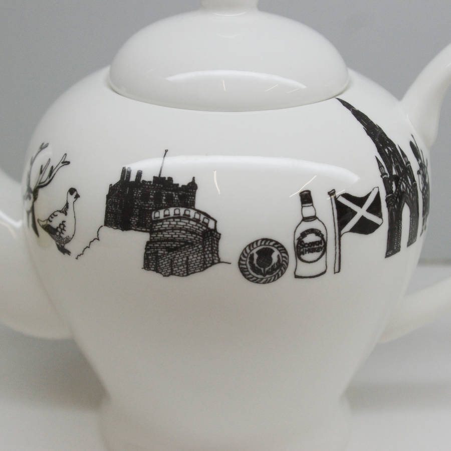 illustrated two cup scotland teapot by martha mitchell design