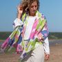 100% Organic Cotton Pink And Green Retro Poppy Scarf, thumbnail 4 of 7