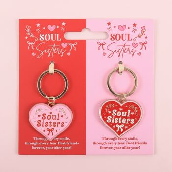Soul Sisters Heart Best Friends Keyring Or Bag Charm Set, 2 of 3
