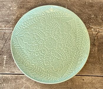 Turquoise Flower Patterned Plate, 22cm, 2 of 2