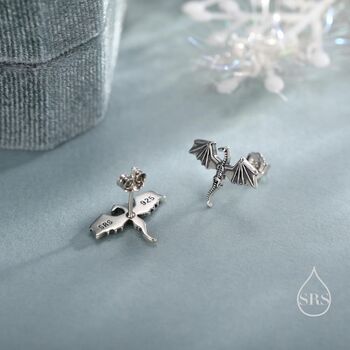 Sterling Silver Dragon Skeleton Stud Earrings, 5 of 12