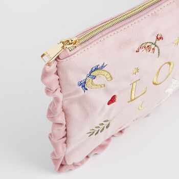 Pink Love Velvet Embroidered Pouch, 7 of 7