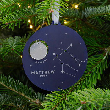 Personalised Star Sign Zodiac Christmas Tree Ornament, 3 of 5