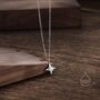 Tiny White Opal Four Point Star Pendant Necklace, thumbnail 7 of 11