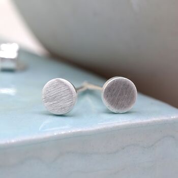 Tiny Sterling Silver Disc Stud Earrings, 6 of 11
