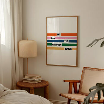 Let All The Children Boogie Nursery Art Print, 5 of 6