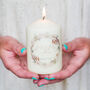 Personalised Dried Foliage Wreath Pillar Candle, thumbnail 3 of 5