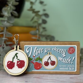 I Love You Cherry Much! Mini Matchbox Cross Stitch Kit, 2 of 5