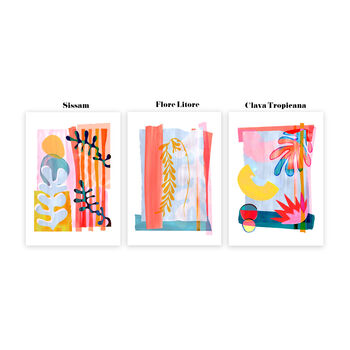 Colourful Abstract Leaf Print Set – Vibrant Modern Wall Art Trio, 11 of 12