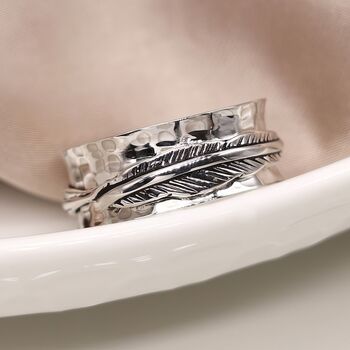 Personalised Sterling Silver Feather Spinning Ring, 3 of 11
