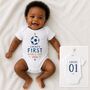 Personalised First World Cup Babygrow / Baby Bodysuit Football, thumbnail 1 of 4