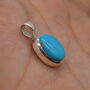 Turquoise Pendant: Silver Necklace, Oval, Blue Gemstone, thumbnail 4 of 6