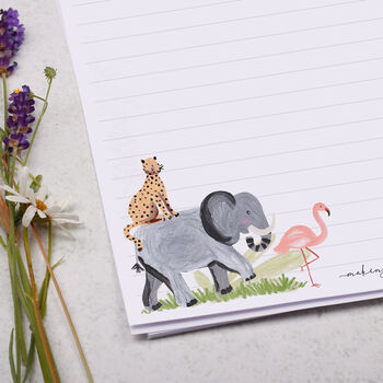 A4 Letter Writing Paper With Safari Animals In Jungle, 2 of 4