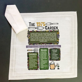 Birthday Gift For Gardeners Personalised Birth Year Handkerchief Pair, 5 of 6