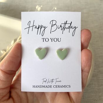 Happy Birthday Ceramic Heart Earrings, 7 of 8