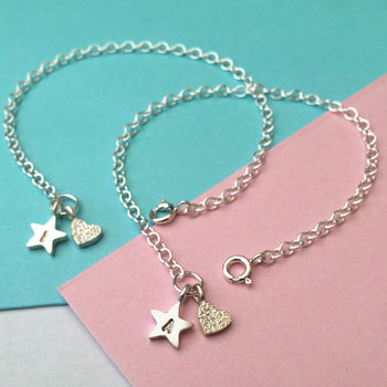 Serling Silver Initial Star Friendship Bracelets, 5 of 7