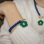 Navy Bead And Forest Green Flower Toggle Necklace, thumbnail 4 of 5