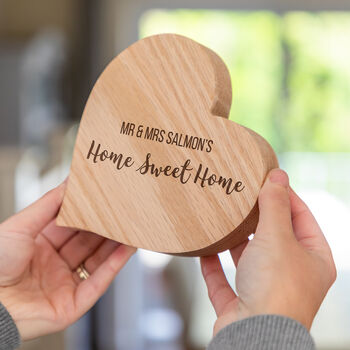 Personalised Home Sweet Home Oak Heart Gift, 2 of 5