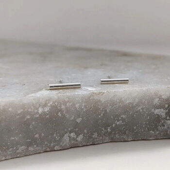 Sterling Silver Bar Stud Earrings, 2 of 9